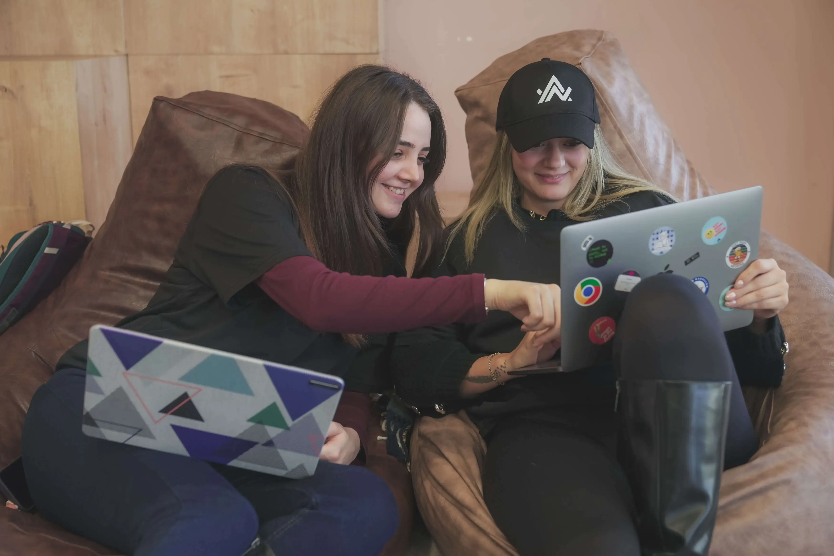 The team collaborating in the office