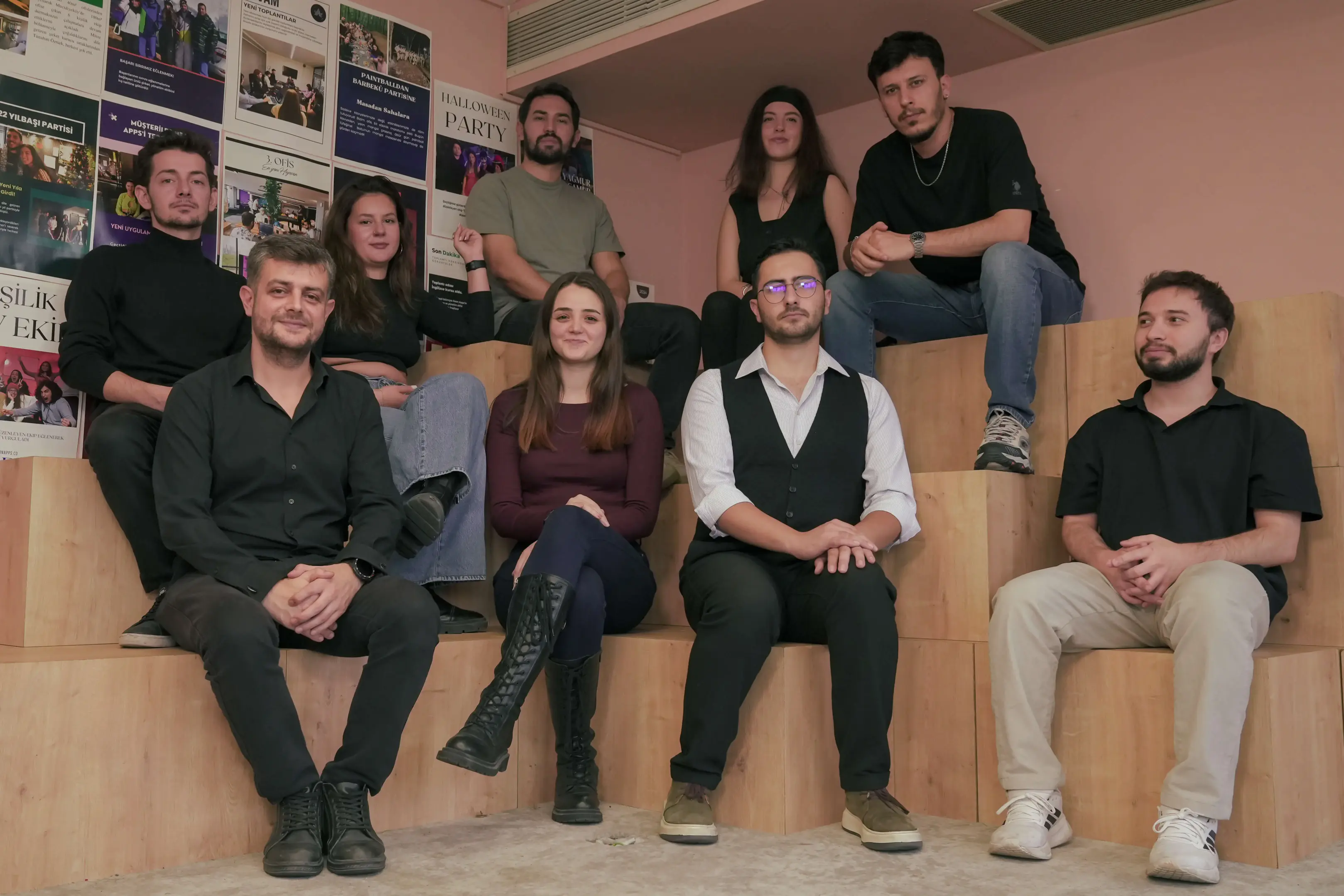 The team on the office steps
